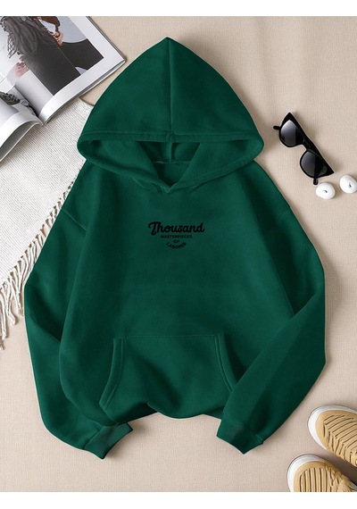 Uyguntarz Unisex Thousand Baskılı Oversize Sweatshirt Yeşil