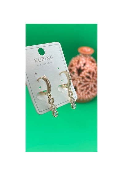 Xuping Rose Gold Renginde Sallantılı Şık Zirkon Taşlı Küpe Altın