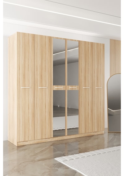 Aeka Ae-2191 Hisar Aynalı 6 Kapaklı Çok Bölmeli Askılı Ve Raflı Geniş Hacimli Gardırop 210x210 Cm Sonomo - Sonomo Aeka Ae-2191 Hisar Aynalı 6 Kapaklı Çok Bölmeli Askılı Ve Raflı Geniş Hacimli Gardırop 210x210 Cm Sonomo - Sonomo