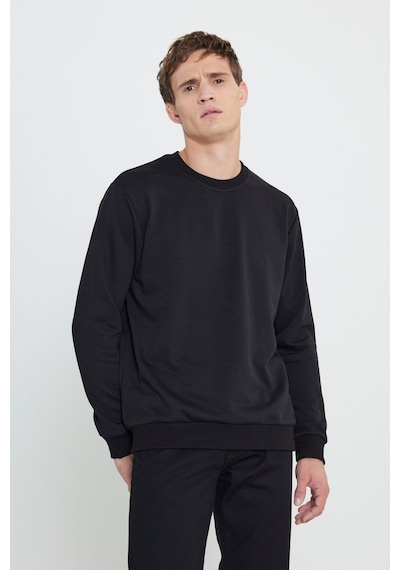AC&Co / Altınyıldız Classics Standart Fit Normal Kesim Bisiklet Yaka Erkek Sweatshirt Siyah