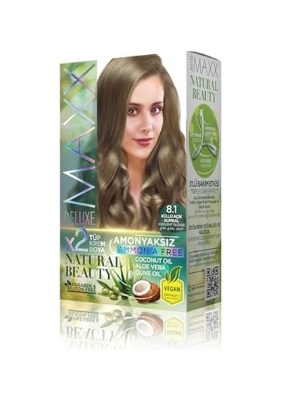 Maxx Deluxe Natural Beauty Amonyaksız Set Saç Boyası 8.1 Küllü Açık Kumral