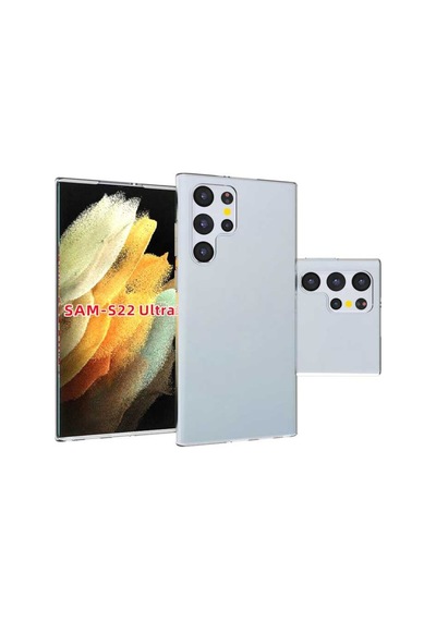 Samsung Uyumlu Galaxy S22 Ultra Kılıf Şeffaf Silikon Hibrit Case Kapak Renksiz
