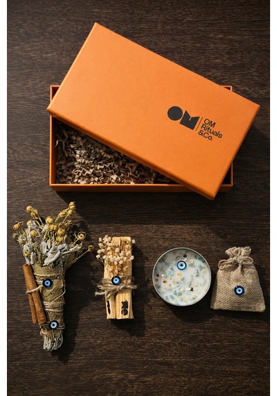 Yeni Yıl Nazar&korunma Ritüeli Seti-palo Santo-üzerlik-adaçayı Tütsüsü & Amazonit %100 Soya Wax Mum Beyaz