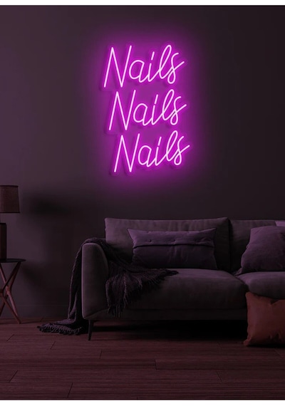 Nails Nails Nails Yazılı Neon Tabela Pembe