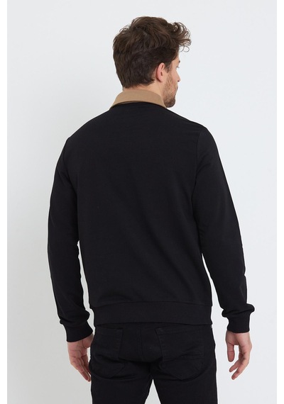 Polostate Erkek 2 İplik Pamuklu Regular Fit Polo Sweat Siyah Gömlek Siyah
