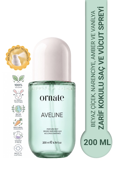 Aveline Beyaz Çiçek, Narenciye, Amber Ve Vanilya Notalı Kokulu Saç Ve Vücut Spreyi Body Mist 200 Ml