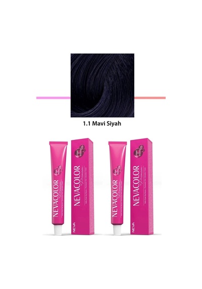 Hubrendy Tedarik 2 Li Set Premium 1.1 Mavi Siyah - Kalıcı Krem Saç Boyası 2 X 50 G Tüp