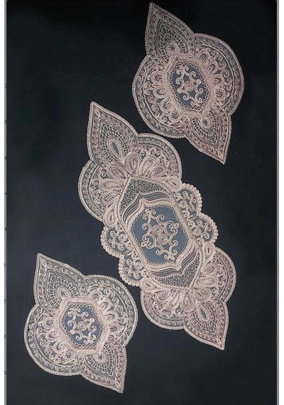 Salon Takımı, Yatak Odası 3 Parça Sehpa Örtüsü, Masa Örtüsü 3 Parça Oda Takımı - Pudra Diğer