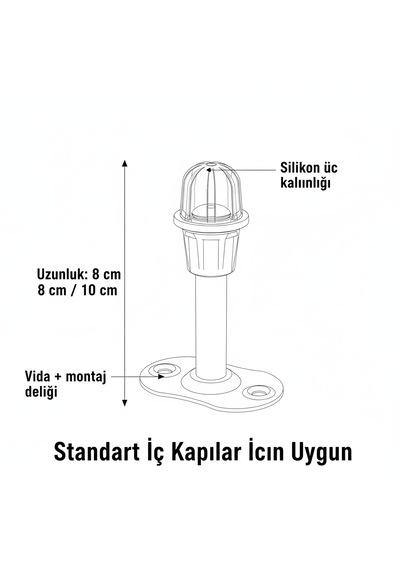 Silikon Uçlu Metal Kapı Stoperi 5 Adet Kapıya Monte Kapı Tamponu Sessiz Darbe Emici