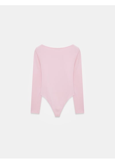 Dilvin 32549 Kayık Yaka Bodysuit-toz Pembe Toz Pembe
