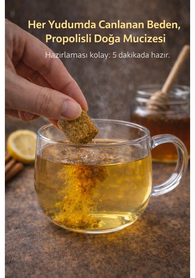 Yörem Afyon Gerçek Propolisli Atom Çayı, Glikozsuz Saf Pancar Şekerli 12 Kat Etkili Bitkisel Küp Çay 150gr.