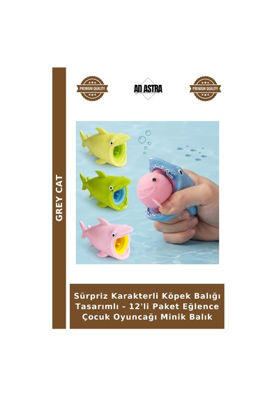 Sürpriz Karakterli Köpek Balığı Tasarımlı - 12'li Paket Eğlence Çocuk Oyuncağı Minik Balık