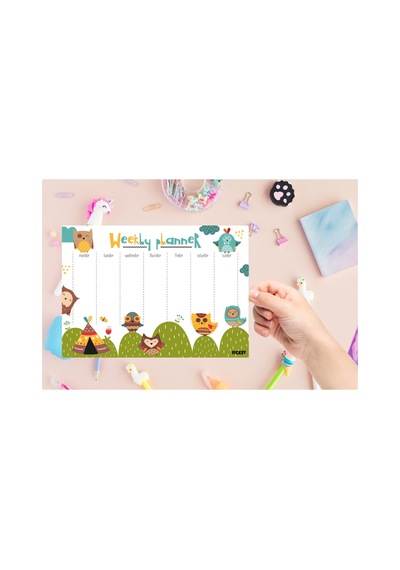 Çocuk Haftalık Planlayıcı - A4 - 30 Yaprak - Öğrenci Planlayıcı - Okul Planlayıcı - Ders Programı - 0526 Çok Renkli