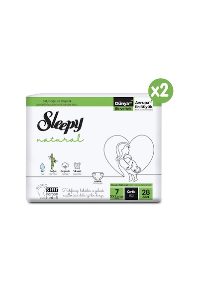 Sleepy Natural Süper Paket Bebek Bezi 7 Numara Xxlarge 56 Adet 2'li
