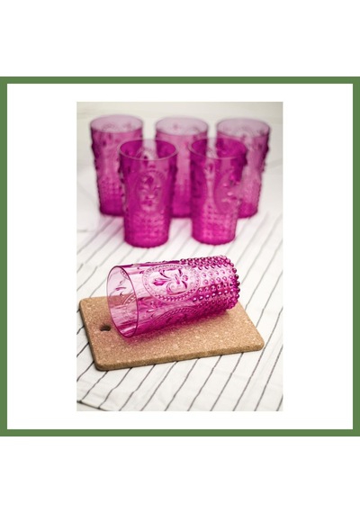 Bezos Akrilik Pembe 6'lı Uzun Bardak & Su Meşrubat Bardağı 750 Ml Büyük Boy & Cam Değildir Hb006