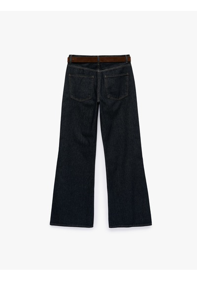Koton Kemerli Cepli Normal Bel İspanyol Paça Denim Pantolon - Flare Jeans Raw 7wal40029md 63x Koton Kemerli Cepli Normal Bel İspanyol Paça Denim Pantolon - Flare Jeans Raw 7wal40029md 63x