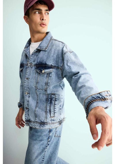 Defacto Oversize Geniş Kalıp Düğmeli Denim Ceket F4737ax25aunm39 Mavi