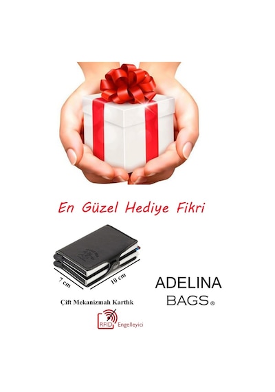 Adelina Bags Adelina Çift Alüminyum Mekanizmalı Erkek Kartlık 7x10 CM - Siyah