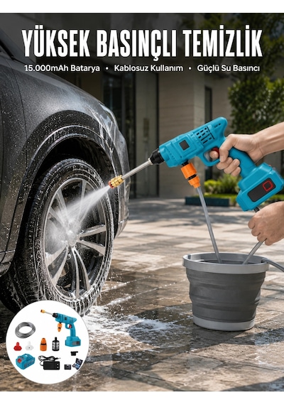 Mey İthalat Şarjlı Ve Yüksek Basınçlı Oto Yıkama Makinesi Ve Sulama Tabancası Bahçe Yıkama Makinesi