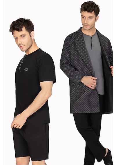 Ancelo 5 Li 7770 Robdöşambır Erkek Pijama Takım Siyah