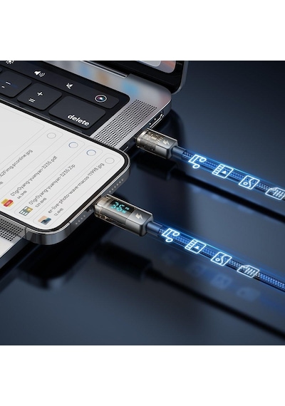 Mcdodo Ca-3600 Type-c To Lightning Dijital Ekranlı Apple iPhone Uyumlu Şarj & Data Kablosu 1.2m - Siyah