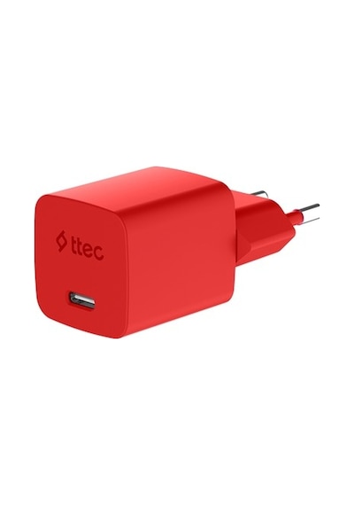 Ttec Smartcharger Gan 20w Pd Seyahat Hızlı Şarj Aleti + Usb-c Lightning 120cm Kablo Neon Kırmızı