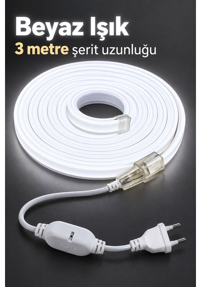 Şerit Aydınlatma 3 Metre Beyaz Gövdeli Kablolu Model Diğer