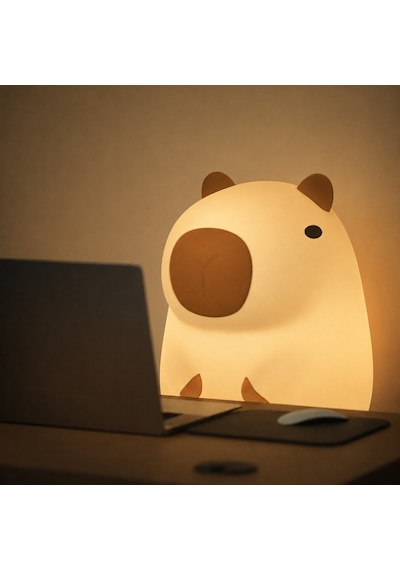 Capybara 8 Renkli Led 800 Mah Şarjlı 2 Kademeli Dokunmatik Silikon Gece Lambası