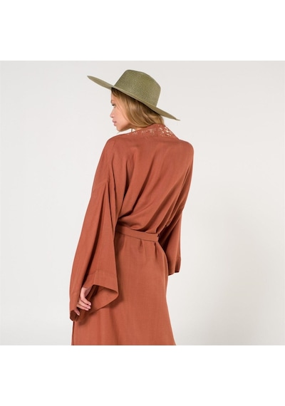 Miespiga Eli Kadın Pul Baskılı Kimono-Tarçın-Standart Tarçın