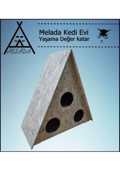 Melada Kedi Evi Dış Ortam Uygun Ahşap Kedi Evi Osb 78x76x35 Cm