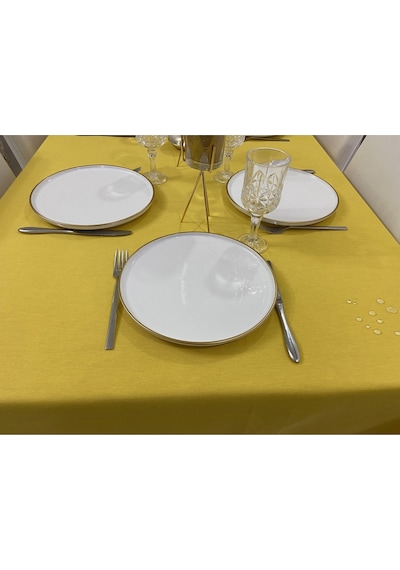 Sıvı Geçirmez Dertsiz Masa Örtüsü Sarı 13 Parça