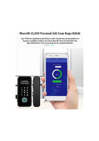 Class Parmak İzli Şifreli Ve Kartlı Elektronik Cam Kapı Kilidi - 899989515