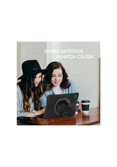 Samsung Galaxy Uyumlu  Uyumlu Tab A11 Kılıf Amazing Tablet Kapak - Siyah Arka Kapak