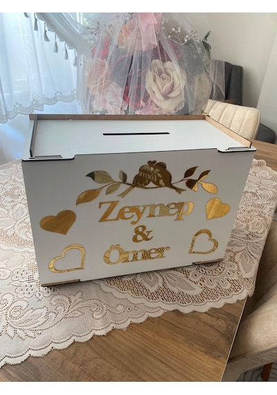 Kişiye Özel Takı Zarf Para Toplama Düğün Nişan Sünnet Takı Sandığı 35x26x17 Cm