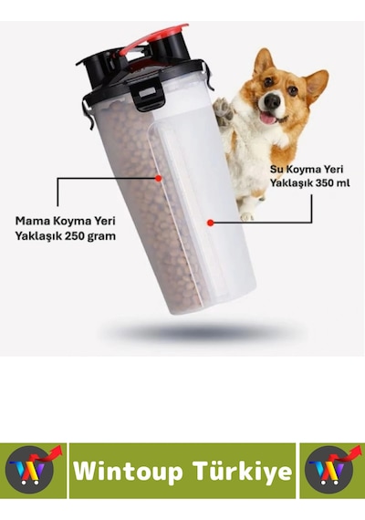 Günlük Seyahat Tipi Evcil Hayvan 2 İç Bölmeli Portatif Pet Kedi Köpek Mama Su Kabı Taşıma Seti