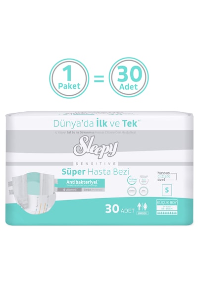 Sleepy Sensitive Antibakteriyel Süper Yetişkin Hasta Bezi Small 30 Adet S