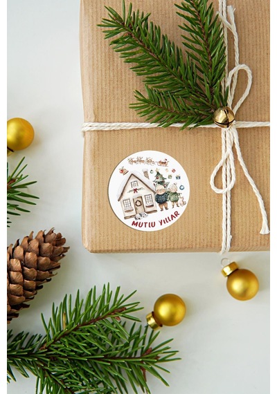 Mutlı Yıllar Sticker 4 Cm 48 Adet - Suya Dayanıklı Yeni Yıl Yılbaşı Sticker , Hediye Paketi Süsü