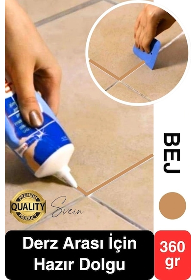 Premium Fayans Arası Bej Hazır Derz Dolgu Gaga Uç Tüp Mermer Mutfak Banyo Zemin Duvar Onarıcı