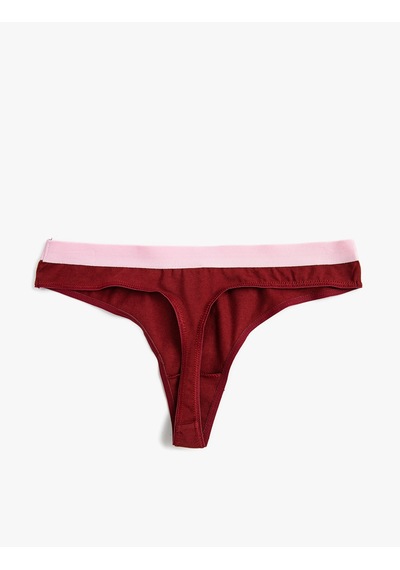 Koton String Külot Slogan Baskılı Ribanalı Bordo 3slk30018mk Bordo