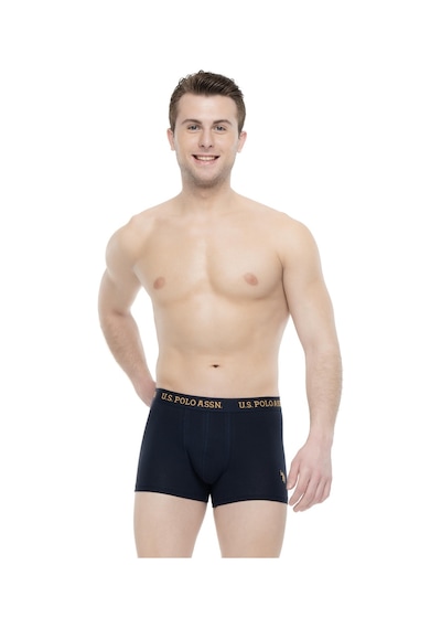 U.S. Polo Assn. - Erkek Sarı - Baskılı- Lacivert 3 Lü Boxer-Sarı - Baskılı- Lacivert
