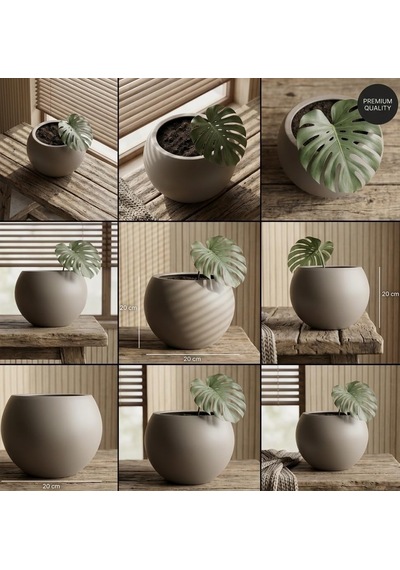 Zevli Modern Küre Saksı 7l - İskandinav Tarzı, Orta Boy Dekoratif Salon Ve Bahçe Saksısı Mocha Diğer