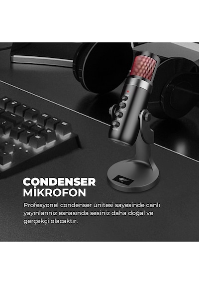 Havit Gamenote GK59 RGB Gaming Profesyonel Oyuncu Mikrofonu
