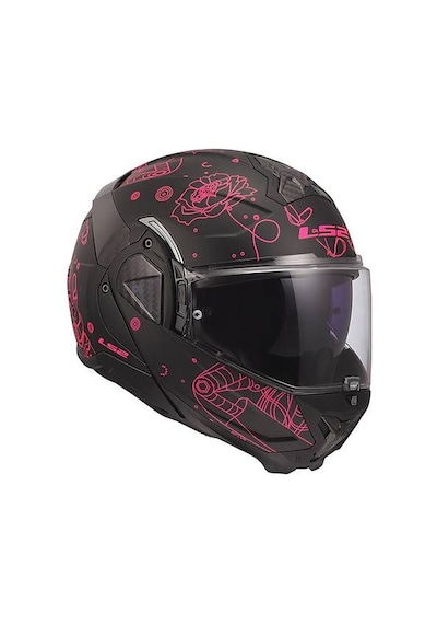 Ls2 Advant 2 Sophıa Mat Siyah-pembe Çene Açılır Motosiklet Kaskı Mat Siyah-pembe