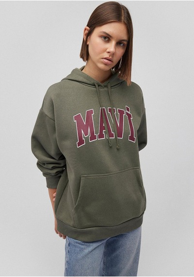 Mavi M1600361-71581 Kadın Mavi Logo Kapüşonlu Sweatshirt M1600361-71581-R0641 Haki