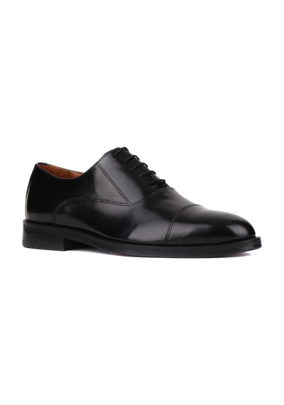 Shoetyle - Siyah Açma Deri Bağcıklı Erkek Klasik Ayakkabı 250-2730-827 Siyah
