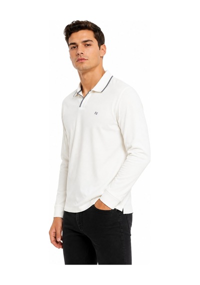 Advante Erkek Mevsimlik Spor Polo V Yaka Sweatshırt Bgl-st05469 Ekru