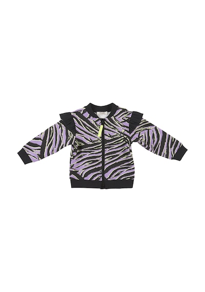 Panço Kız Çocukzebra Desenli Fermuarlı Sweatshirt Siyah 2321gb08022-2307 001