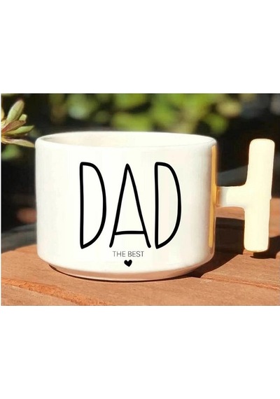 Mom Dad The Best Baskılı Çift 2'li Beyaz T Kulp Kupa Bardak