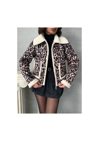 Verymoda Leopar Desenli Peluş Mont F1814 Leopar D2