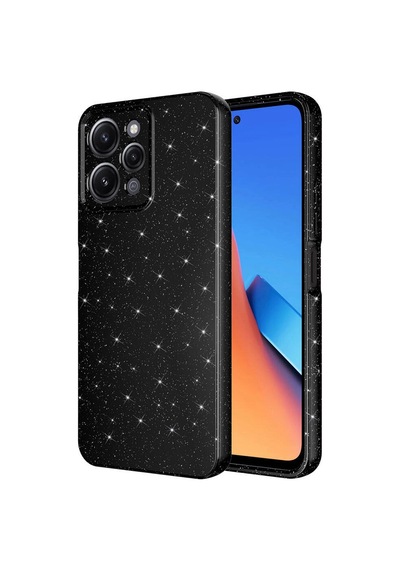 Xiaomi Redmi 12 Kılıf Kamera Korumalı Simli Lüks Zore Koton Kapak Siyah